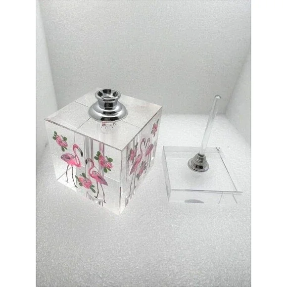 Beautiful Crystal Perfume Bottle with Hand Painted Flamingos - Picture 3 of 11